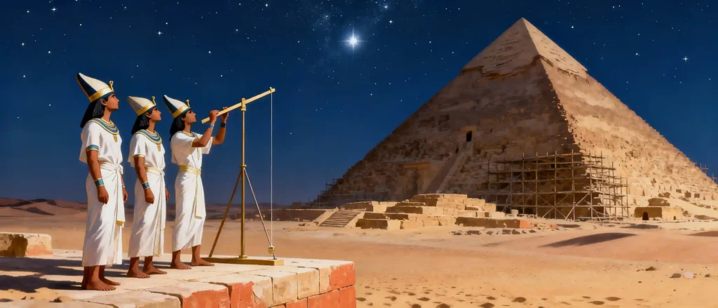 Egyptian Astronomers Using Merkhet for Celestial Alignment