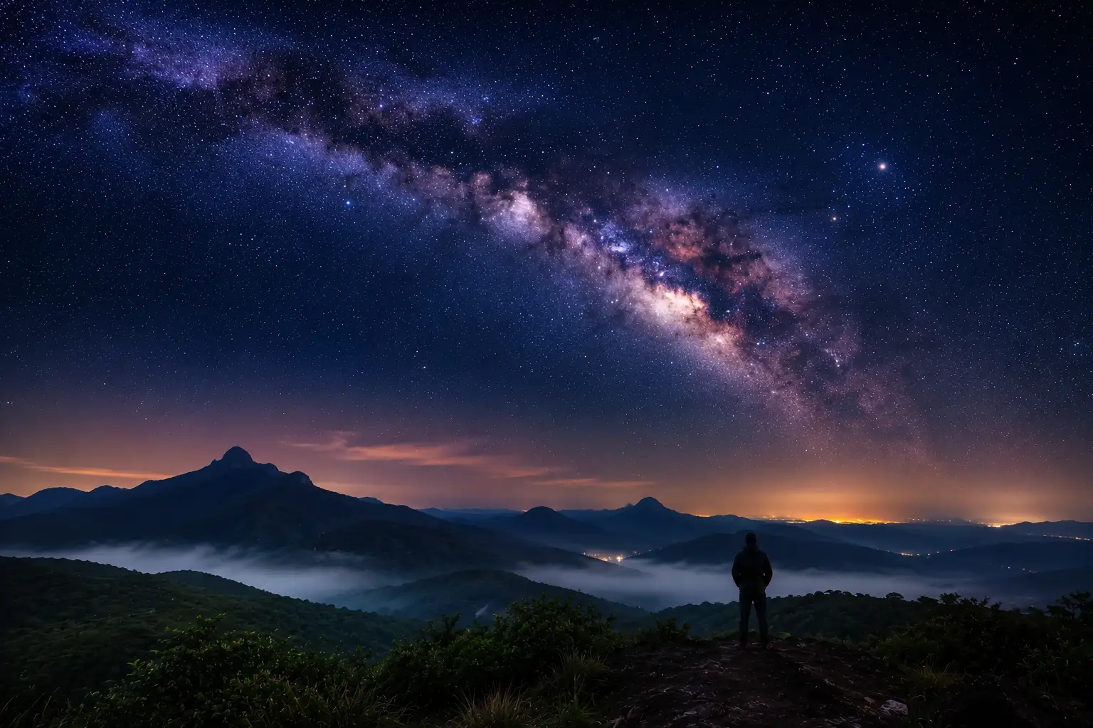 Southern skies over hills and forests