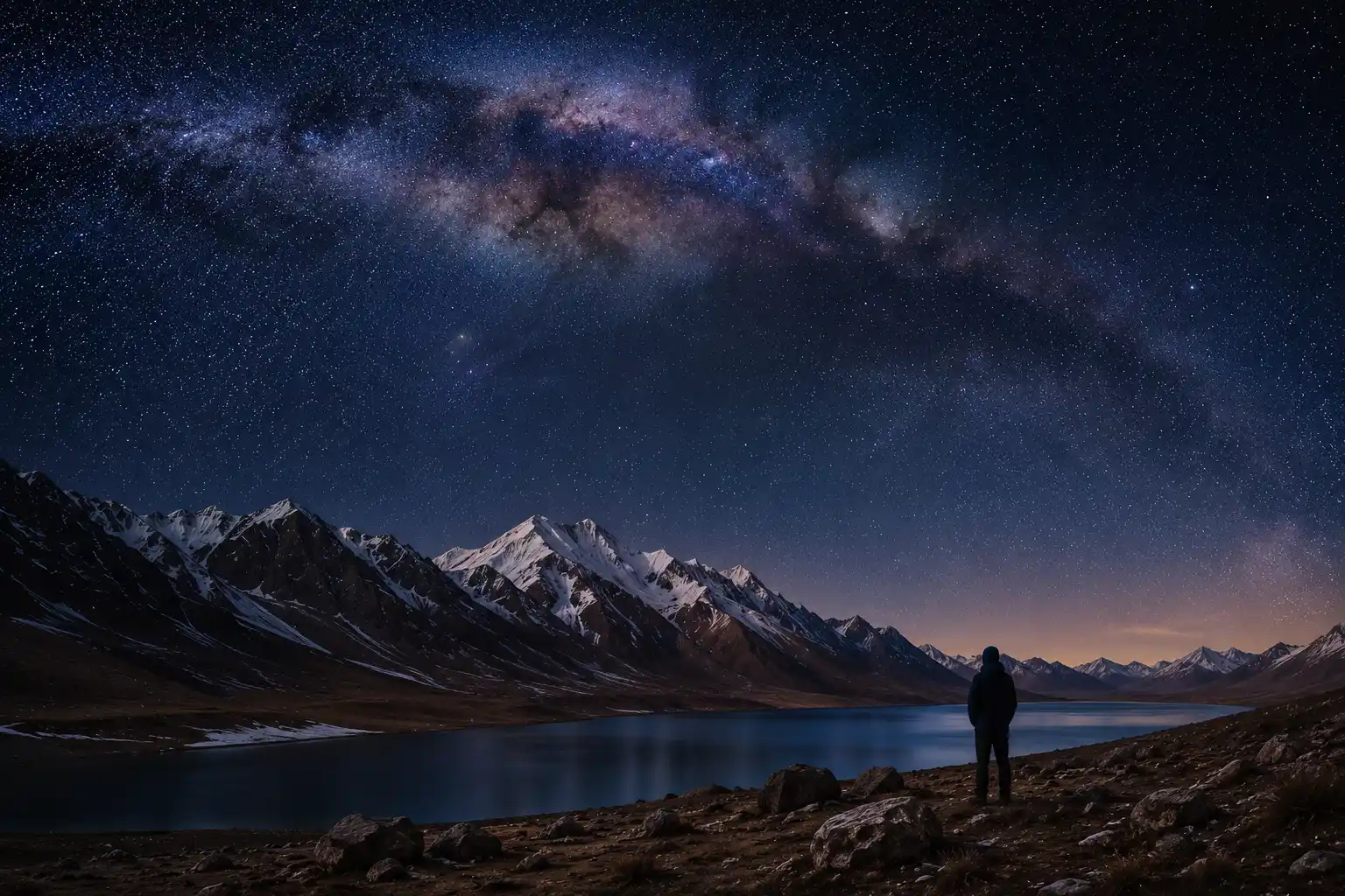 Night sky over the Himalayas