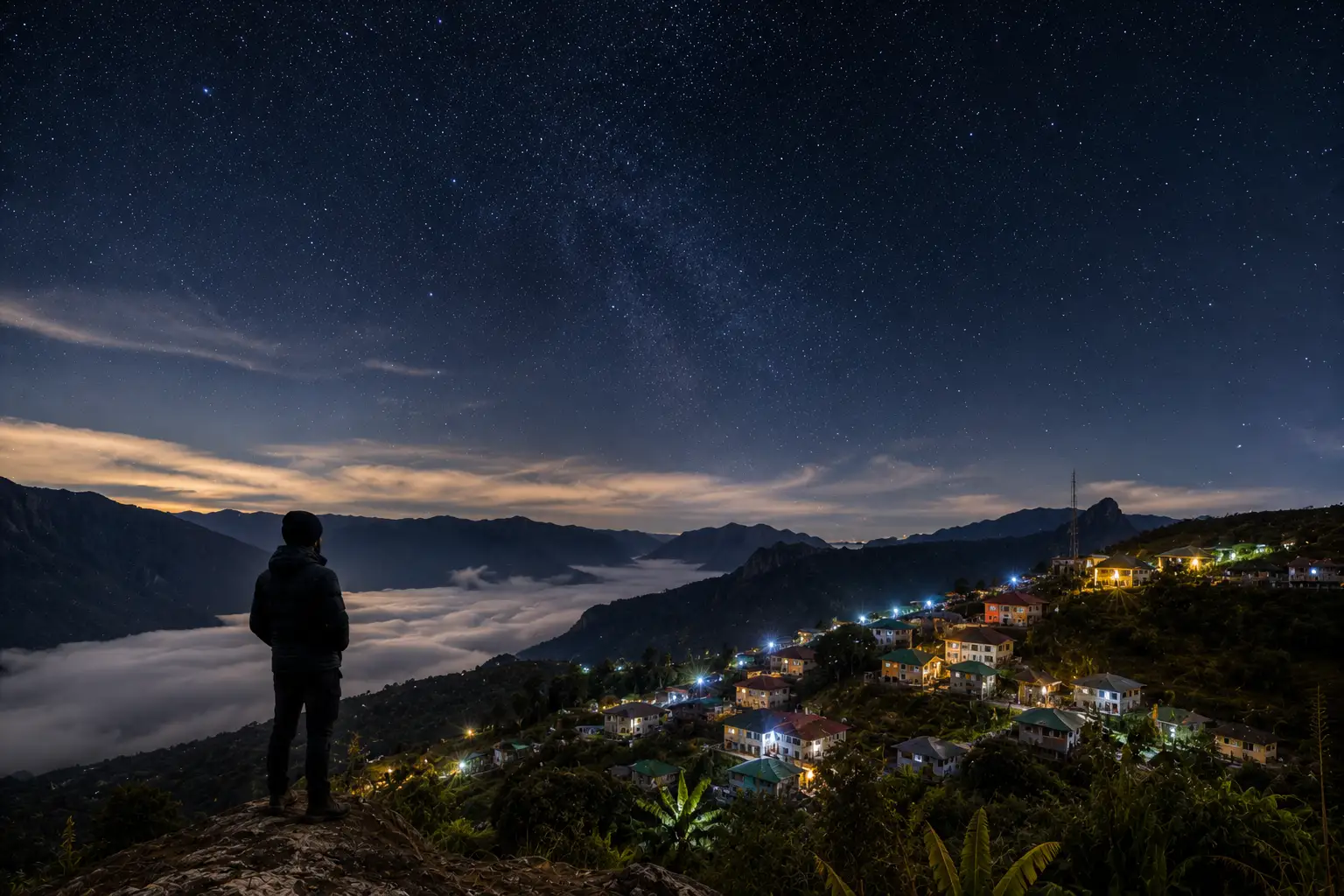Wild landscape under the stars